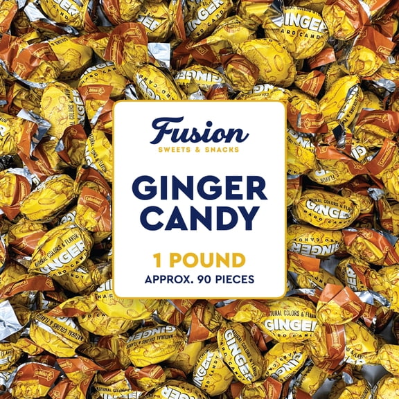 Ginger Candy - 1 Pound Bag - Hard Ginger Candy For Nausea Relief And Digestion Aid - Individually Wrapped Candies (Approx 90 Pieces) - From Fusion Sweets And Snacks