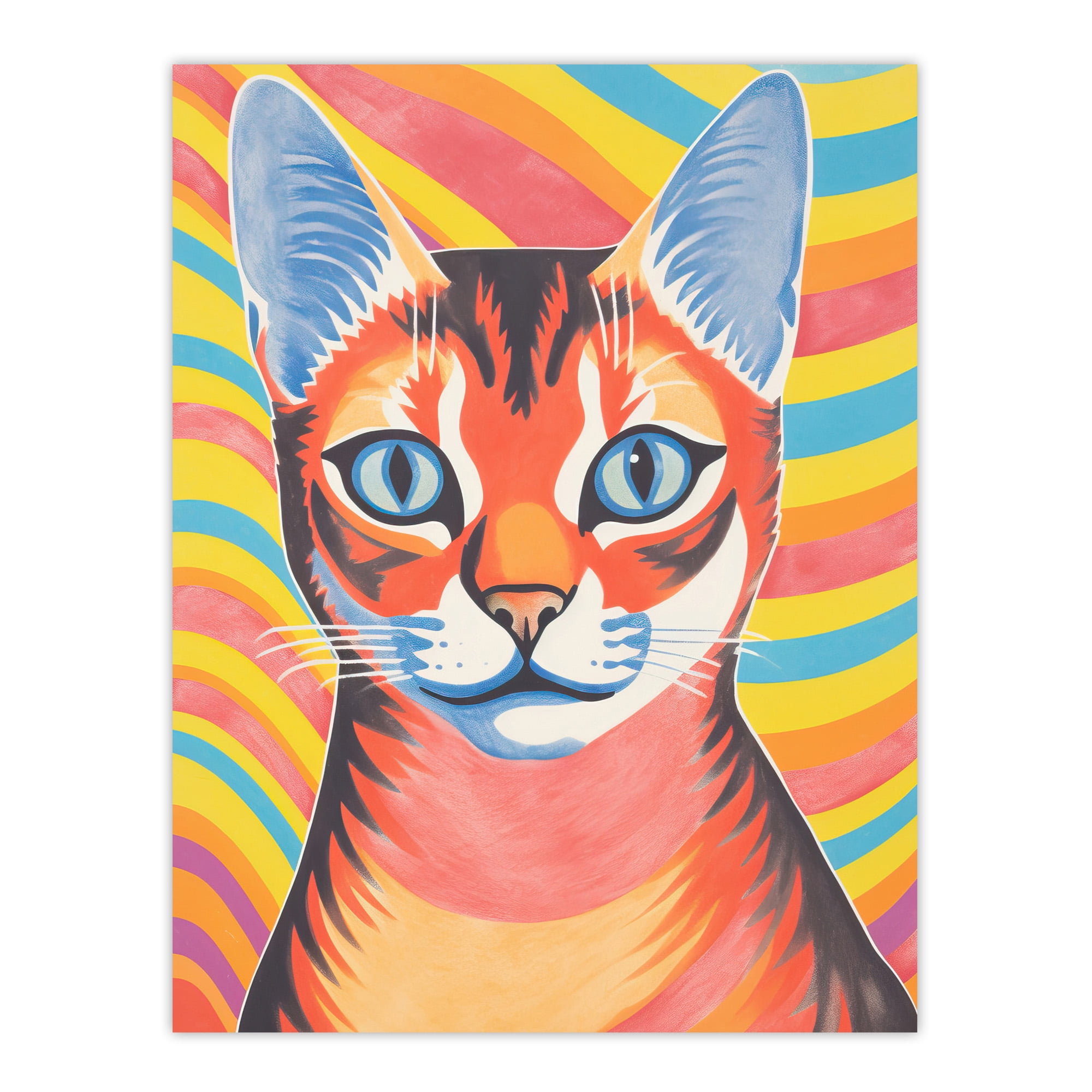 Ginger Cat Bold Vibrant Screen Print Risograph Artwork Spot