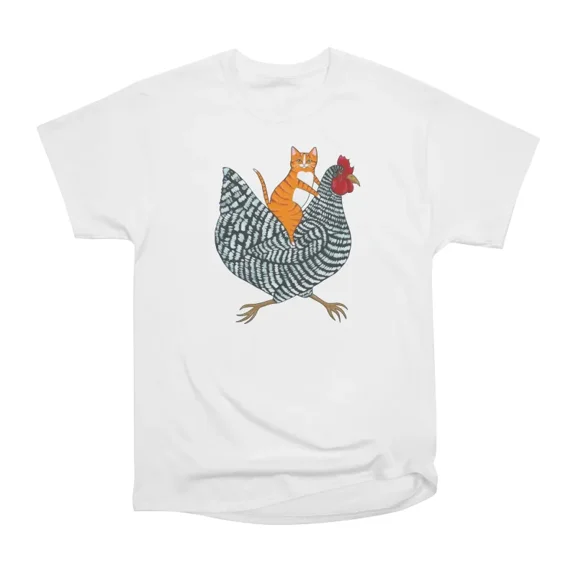 Ginger Cat Chicken Ride T-Shirt Tee Gift For Him Merch For Her Apparel For Friend