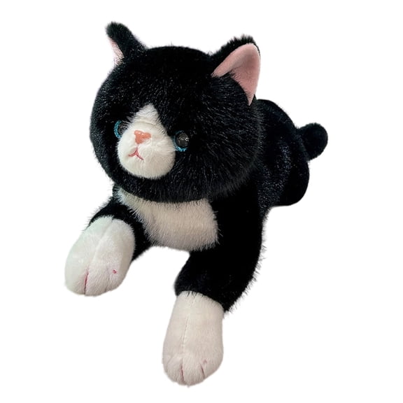 Ginger Cat Plush Toy Set Calico Black White Grey Tabby Feline Stuffed Animals Soft Cuddly Figures for Cat Lovers Home Bedroom Decor Aesthetic Room Ornament Black