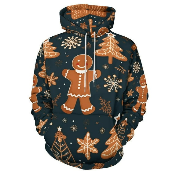 Ginger Christmas Tree Regular Fit Hoodie, Sporty Pullover Hooded Sweatshirt for Men Women S