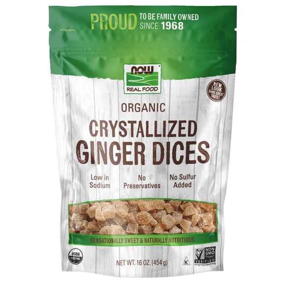 Ginger Dices Low-Sodium Preservative-Free And Non-Gmo 16-Ounce Packaging Now... Organic Crystallized