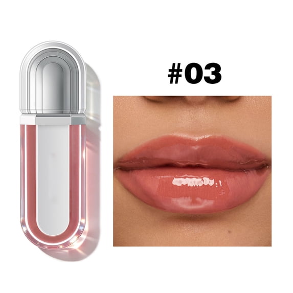 Ginger Extract Lip Gloss, Plumping Hydrating Lip Gloss with Mirror-Like Finish, Lip Plumper Gloss for Fuller Softer Lips, 6 Colors, 7.4ml Net