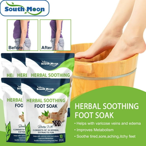 Ginger Foot Bath Packs, Herbal Soothing Foot Bath Packs, Ginger Saffron Foot Bath Powder Foot Soak Powder, Soothe Sore and Tired Feet 5 Packs (Each pack contains 10 sachets)
