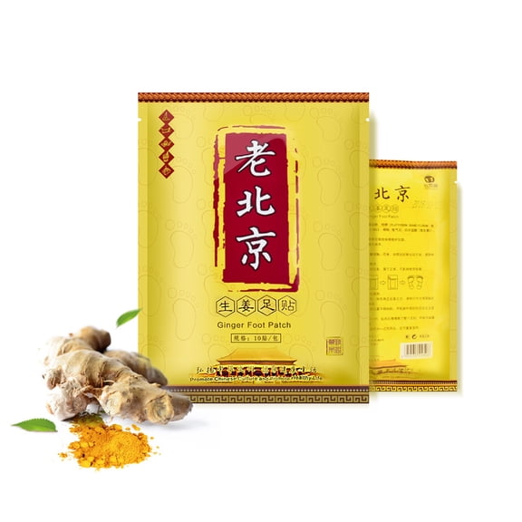 Ginger Foot Pads,Premium Bamboo Vinegar Ginger Powder Foot Pad,Premium Foot Care for Better Sleep Easy to Use,10PCS