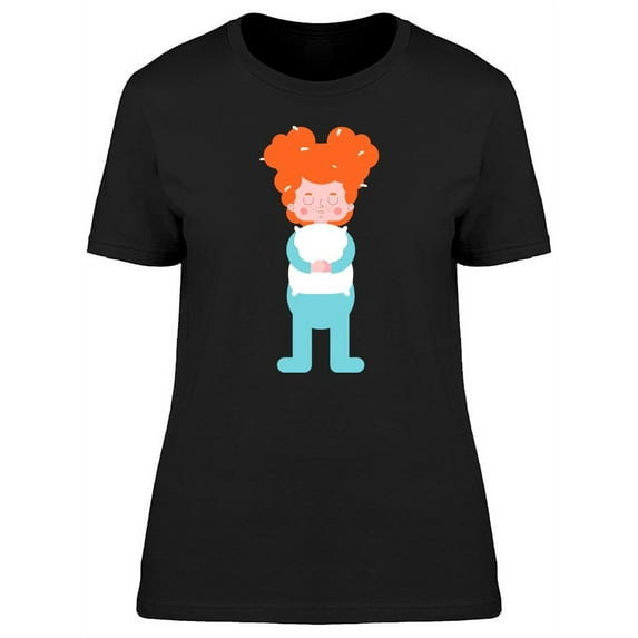Ginger Girl With Pillow T-Shirt Women -Image by Shutterstock, Female Large