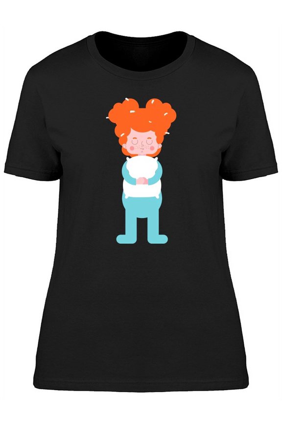 Ginger Girl With Pillow T-Shirt Women -Image by Shutterstock, Female Medium