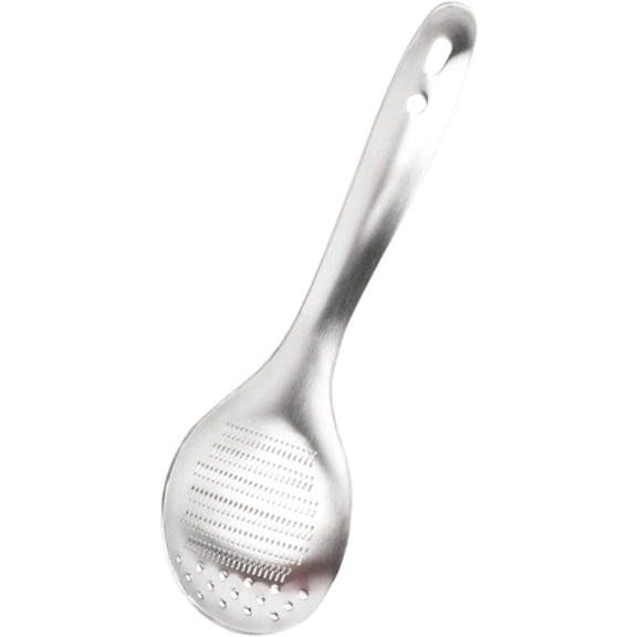Ginger Grater Grinder Spoon, Multi-Purpose Spice Prep Tool Garlic Carrot Fruits Lemon Citrus Zester, Compact Lightweight Ergonomic Handle Easy Clean Home Culinary Meal Prep Use, 1Pc(Silver,8.8x2.9")
