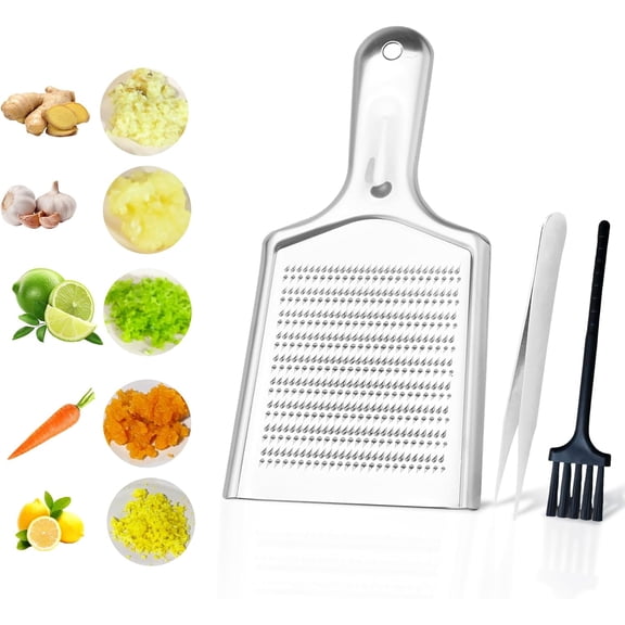 Ginger Grater Tool, Stainless Steel Grater Rustproof 8.46"x4.16" Large Size Ginger Grinder for Fine Grate, Dishwasher Safe Kitchen Tool for Garlic Cheese, Nutmeg, Vegetables & Citrus Zesting