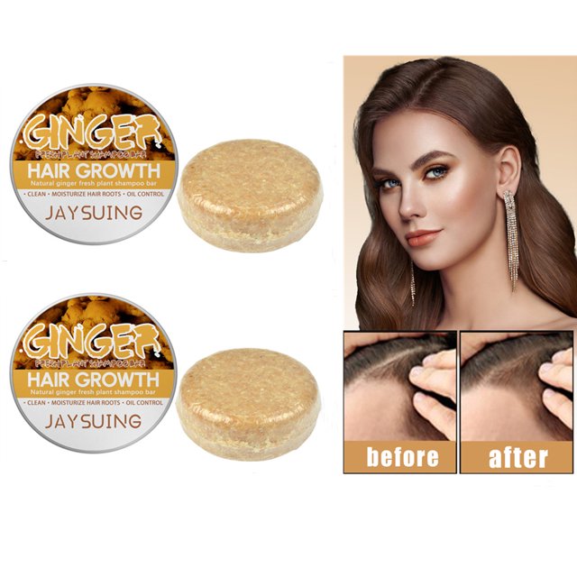 Ginger Hair Regrowth Shampoo Bar, 2PCS Organic Solid Shampoo Bar Anti