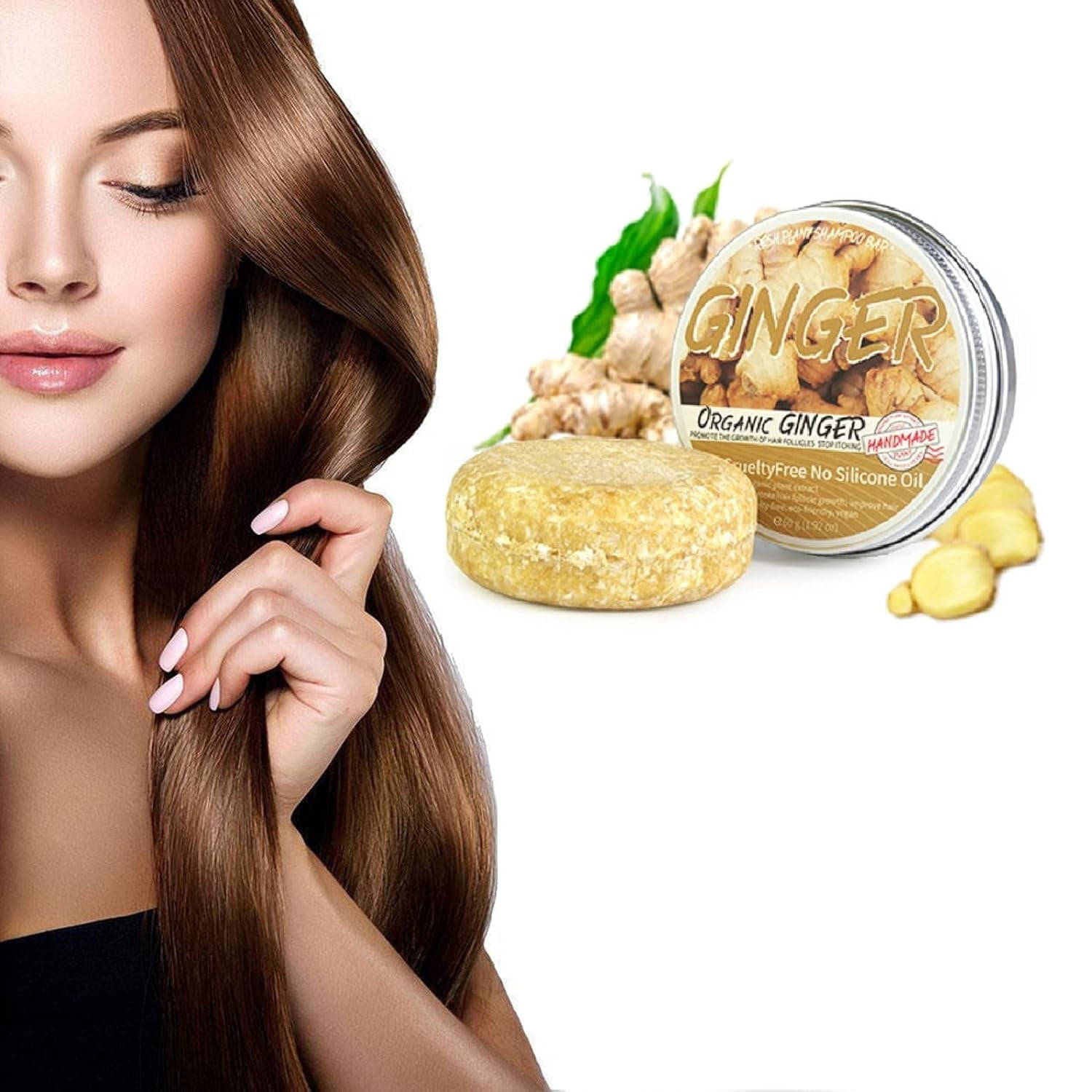 Ginger Hair Regrowth Shampoo Bar, Anti Hair Loss Ginger Shampoo Soap
