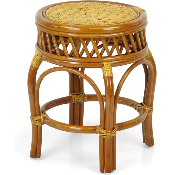 Ginger Handmade Rattan Wicker Stool Fully Assembled Colonial