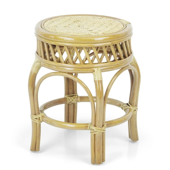 Ginger Handmade Rattan Wicker Stool Fully Assembled Natural
