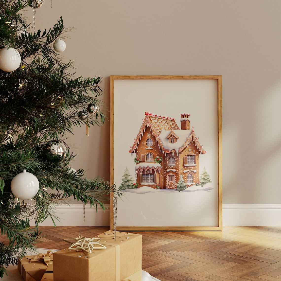Ginger House Poster, Gingerbread, Trendy, Vintage Art, Cozy Winter ...