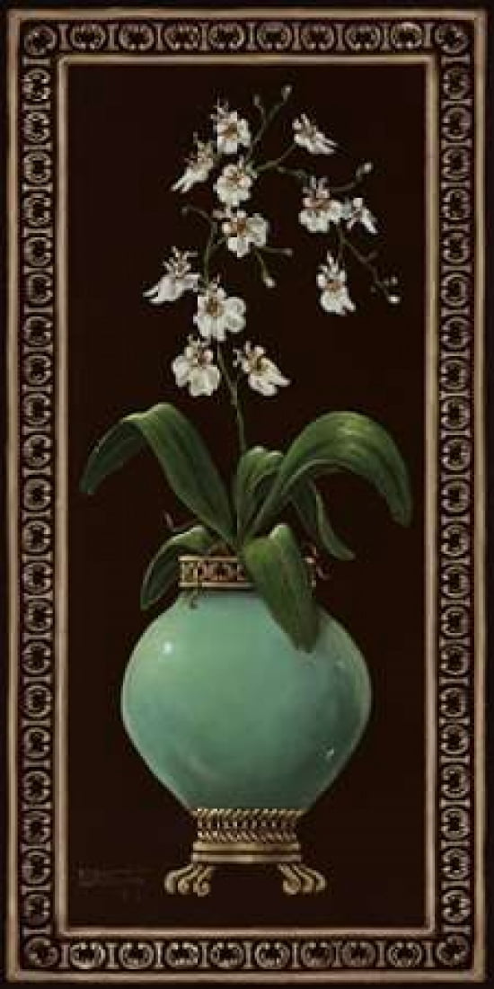 Ginger Jar With Orchids I Canvas Art - Janet Kruskamp (10 x 20)