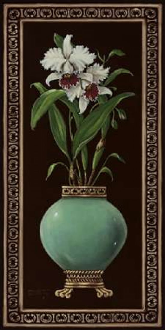 Ginger Jar With Orchids II Canvas Art - Janet Kruskamp (24 x 48)