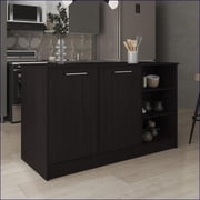 Ginger Kitchen Island, Modern Off-White / Dark Brown with Storage | MDF | Stationary Kitchen Islands