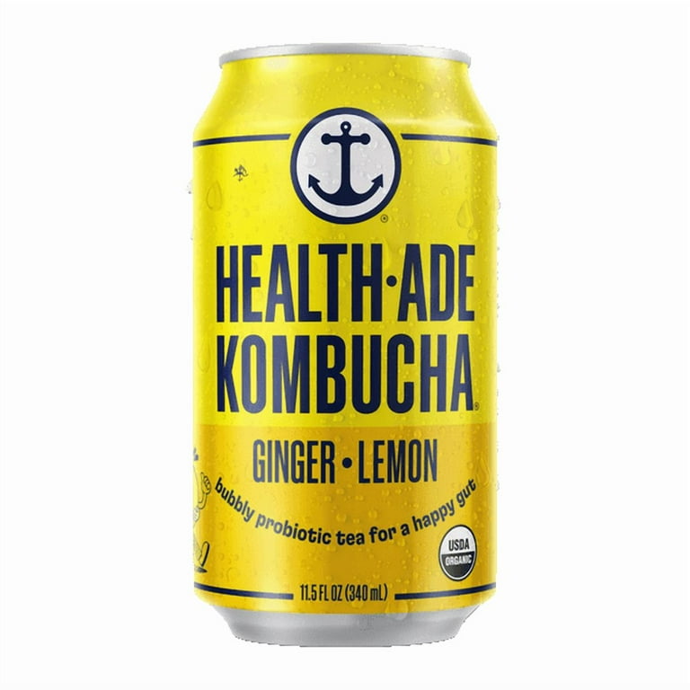 Health-Ade Ginger-Lemon Kombucha Drink, 12 Ct, 11.5 fl oz Cans