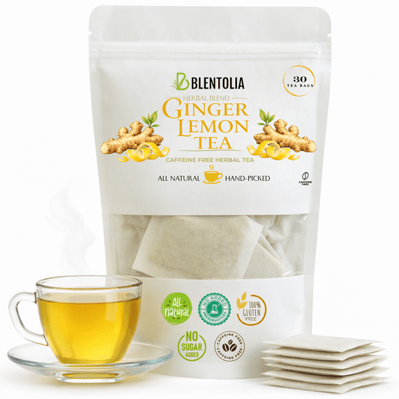 Ginger Lemon Tea  30 Herbal Tea Bags  Caffeine-Free, Immune Boosting & Soothing  Natural Ginger Root with Lemon Flavor