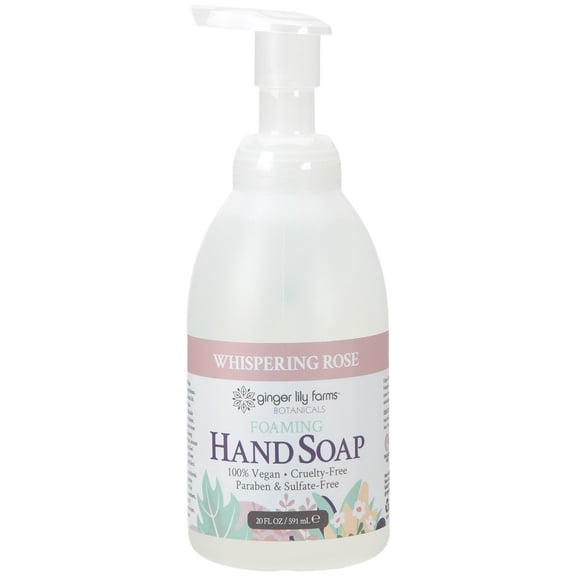 Ginger Lily Farms Botanicals All-Purpose Foaming Hand Soap Refill, 100% Vegan & Cruelty-Free, Whispering Rose Scent, 20 Fl Oz (Pack of 1)