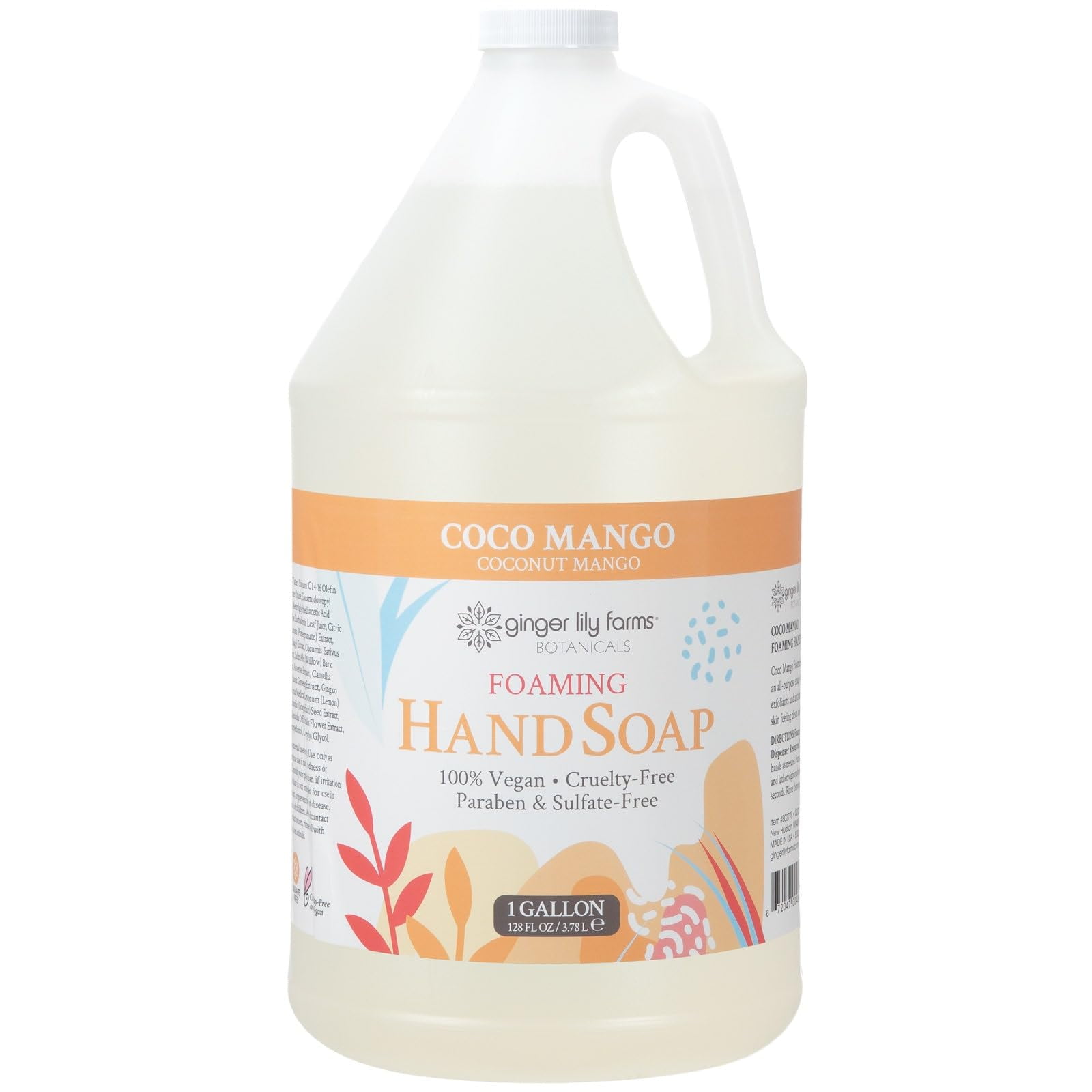 Ginger Lily Farms Botanicals All-Purpose Foaming Hand Soap Refill, Coco Mango, 100% Vegan & Cruelty-Free, Coconut Mango Scent, 1 Gallon (128 fl oz)