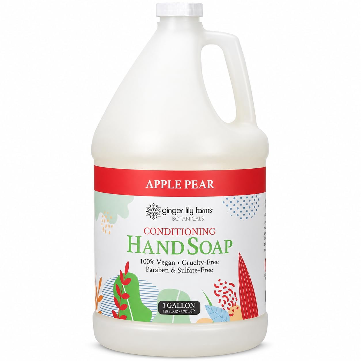 Ginger Lily Farms Botanicals All-Purpose Liquid Hand Soap Refill, 100% Vegan & Cruelty-Free, Apple Pear Scent, 1 Gallon (128 fl. oz.)
