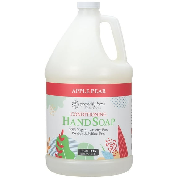 Ginger Lily Farms Botanicals All-Purpose Liquid Hand Soap Refill, 100% Vegan & Cruelty-Free, Apple Pear Scent, 1 Gallon (128 fl. oz.)
