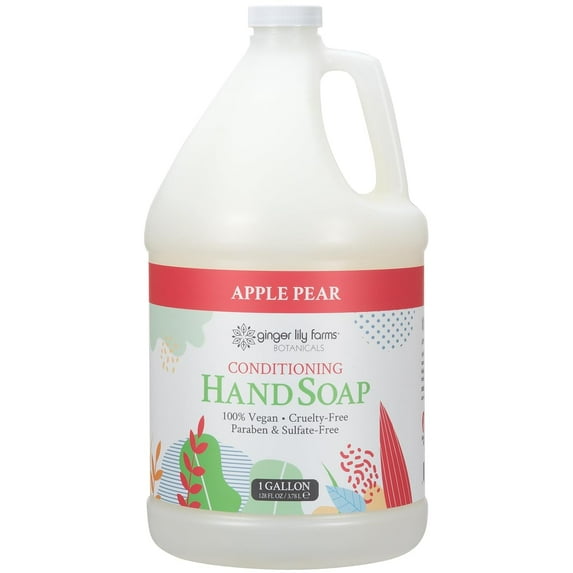 Ginger Lily Farms Botanicals All-Purpose Liquid Hand Soap Refill, 100% Vegan & Cruelty-Free, Apple Pear Scent, 1 Gallon (128 fl. oz.)