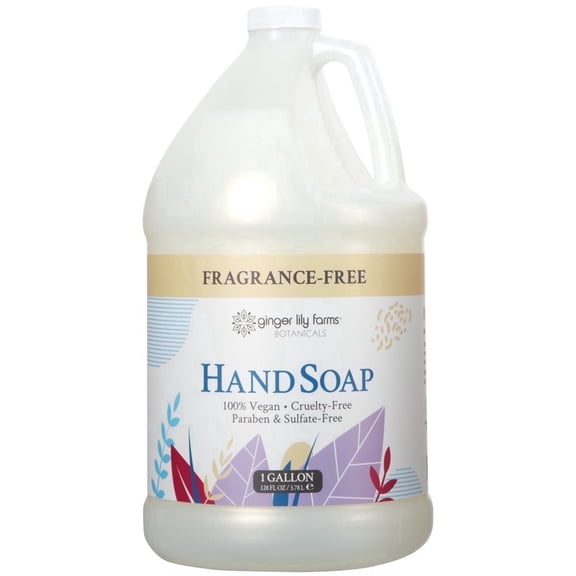 Ginger Lily Farms Botanicals All-Purpose Liquid Hand Soap Refill, 100% Vegan & Cruelty-Free, Fragrance-Free, 1 Gallon (128 fl oz)