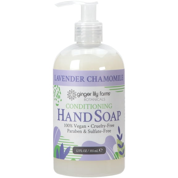Ginger Lily Farms Botanicals Conditioning Liquid Hand Soap Refill, 100% Vegan & Cruelty-Free, Lavender Chamomile Scent, 12 Fl Oz