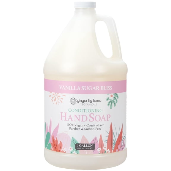 Ginger Lily Farms Botanicals Conditioning Liquid Hand Soap Refill, 100% Vegan & Cruelty-Free, Vanilla Sugar Bliss Scent, 1 Gallon (128 fl oz)