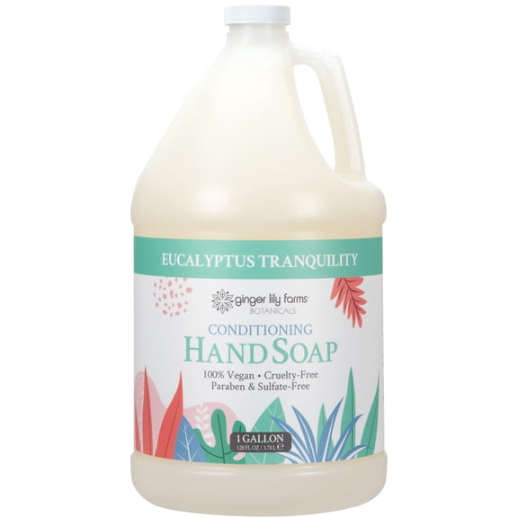 Ginger Lily Farms Botanicals Conditioning Liquid Hand Soap Refill, Eucalyptus Tranquility, 100% Vegan & Cruelty-Free, 1 Gallon (128 fl oz)