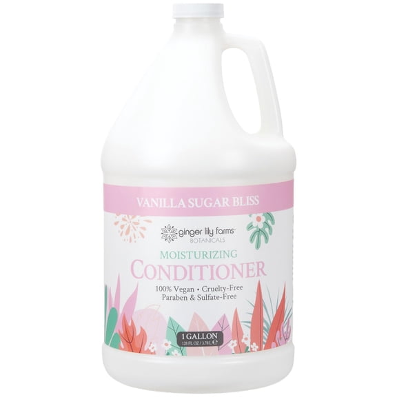 Ginger Lily Farms Botanicals Moisturizing Conditioner for Dry Hair, 100% Vegan & Cruelty-Free, Vanilla Sugar Bliss Scent, 1 Gallon (128 fl oz) Refill