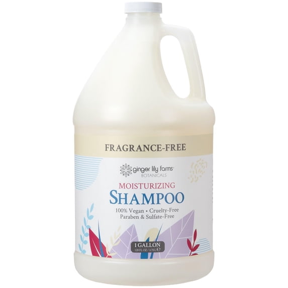 Ginger Lily Farms Botanicals Moisturizing Shampoo, Fragrance Free, Vegan, Cruelty-Free, 1 Gallon