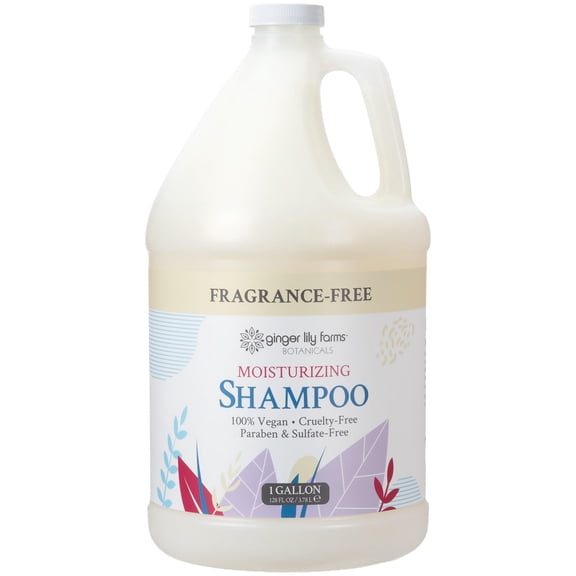 Ginger Lily Farms Botanicals Moisturizing Shampoo for All Hair Types, 100% Vegan & Cruelty-Free, Fragrance Free, 1 Gallon (128 fl oz) Refill