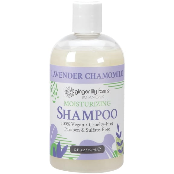 Ginger Lily Farms Botanicals Moisturizing Shampoo for All Hair Types, 100% Vegan & Cruelty-Free, Lavender Chamomile Scent, 12 Fl Oz