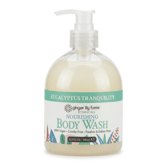 Ginger Lily Farms Botanicals Nourishing Body Wash, 100% Vegan & Cruelty-Free, Eucalyptus Tranquility, 16.9 Fl Oz