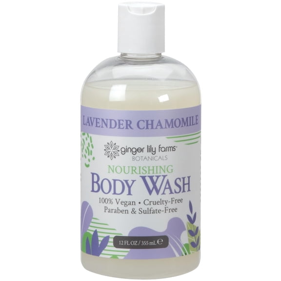 Ginger Lily Farms Botanicals Nourishing Body Wash, 100% Vegan & Cruelty-Free, Lavender Chamomile Scent, 12 Fl Oz