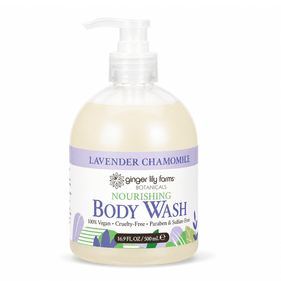 Ginger Lily Farms Botanicals Nourishing Body Wash, 100% Vegan & Cruelty-Free, Lavender Chamomile Scent, 16.9 Fl Oz