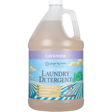 Ginger Lily Farms Botanicals Plant-Based Liquid Laundry Detergent, Lavender, Concentrated Formula, HE Compatible, 85 Loads, 1 Gallon (128 fl. oz.)