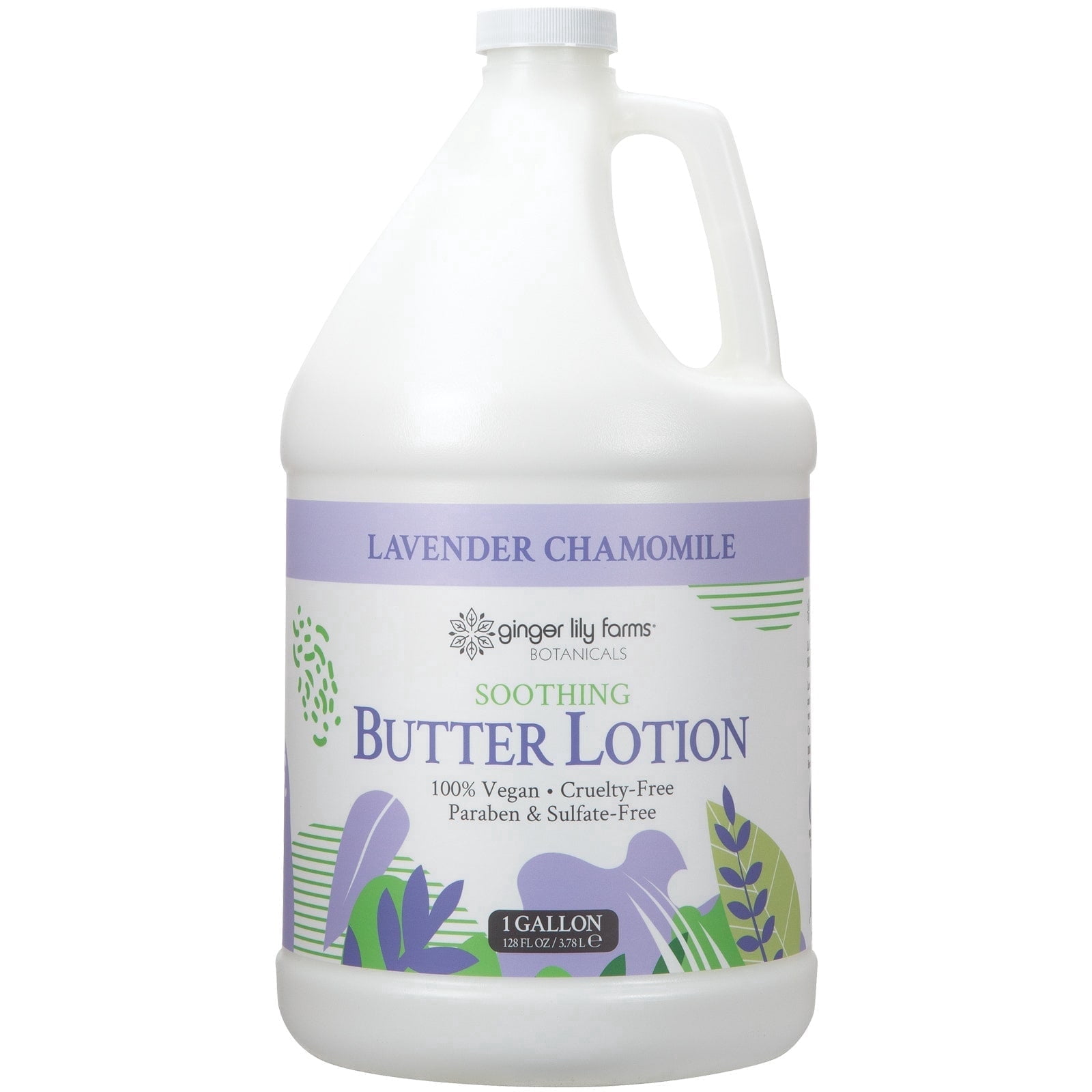 Ginger Lily Farms Botanicals Soothing Butter Lotion for Dry Skin, 100% Vegan & Cruelty-Free, Lavender Chamomile Scent, 1 Gallon Refill (128 fl oz)