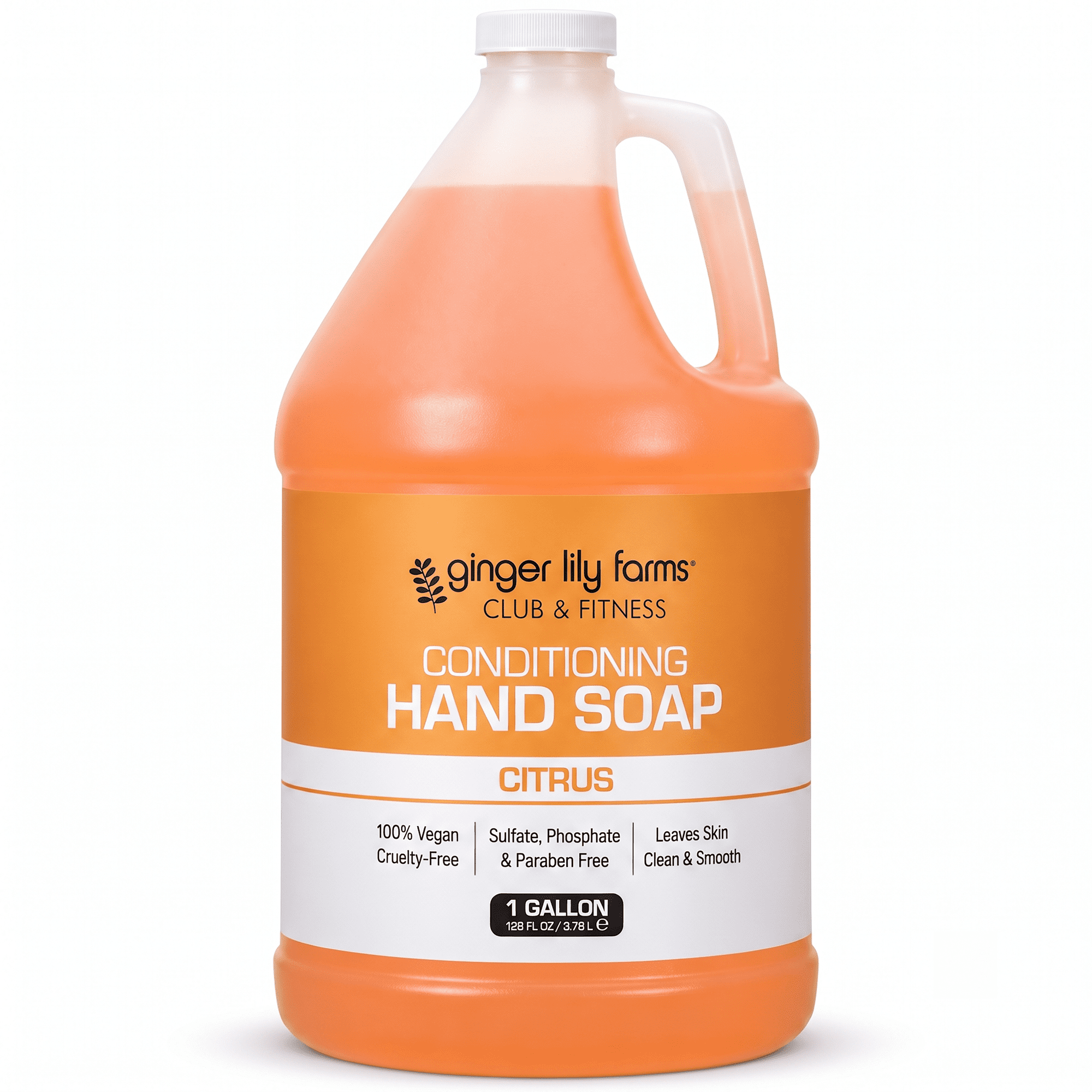 Ginger Lily Farms Club & Fitness Conditioning Liquid Hand Soap Refill, 100% Vegan & Cruelty-Free, Citrus Scent, 1 Gallon (128 fl oz)