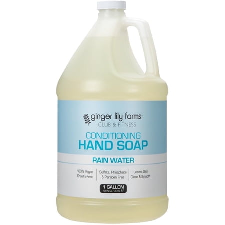 Ginger Lily Farms Club & Fitness Conditioning Liquid Hand Soap Refill, 100% Vegan & Cruelty-Free, Rain Water Scent, 1 Gallon (128 fl oz)