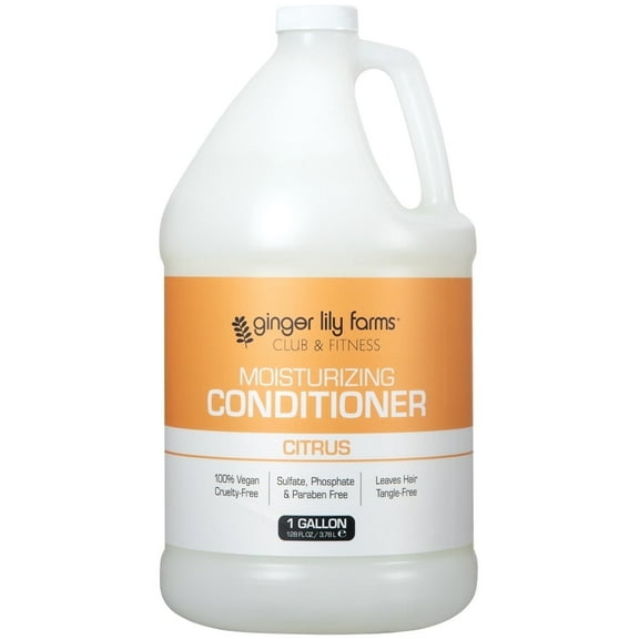 Ginger Lily Farms Club & Fitness Moisturizing Conditioner for Dry Hair, 100% Vegan & Cruelty-Free, Citrus Scent, 1 Gallon (128 fl oz) Refill