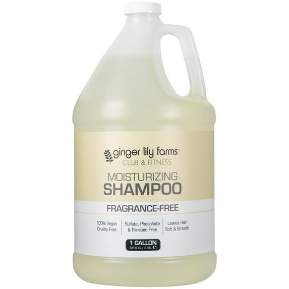 Ginger Lily Farms Club & Fitness Moisturizing Shampoo for All Hair Types, 100% Vegan & Cruelty-Free, Fragrance Free, 1 Gallon (128 fl oz) Refill