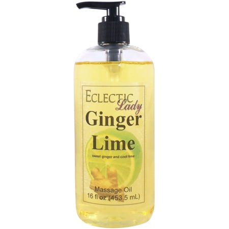 Ginger Lime Massage Oil by Eclectic Lady, 16 oz, Sweet Almond Oil and Jojoba Oil