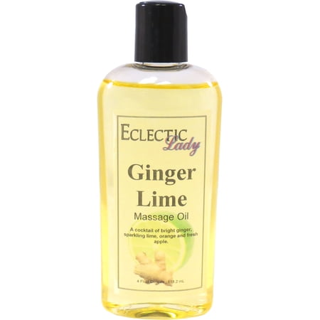Ginger Lime Massage Oil by Eclectic Lady, 4 oz, Sweet Almond Oil and Jojoba Oil
