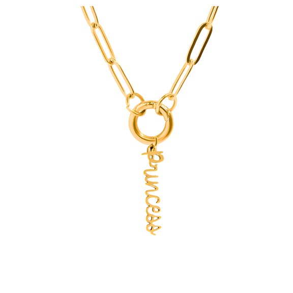 Ginger Lyne Paperclip Chain Carabiner Holder Necklace Princess Charm for Women Stainless Steel 18-20" Adjustable