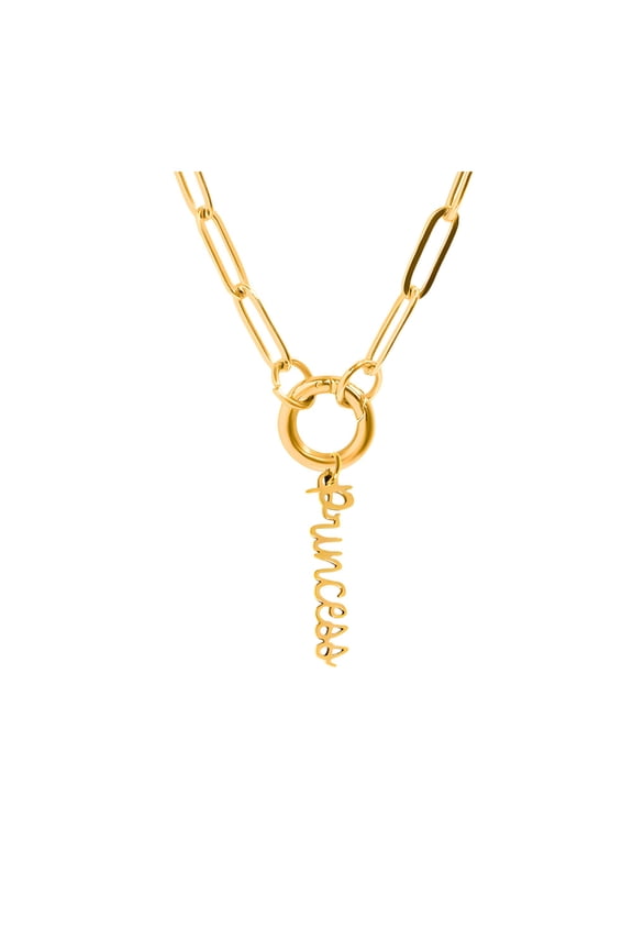 Ginger Lyne Paperclip Chain Carabiner Holder Necklace Princess Charm for Women Stainless Steel 18-20" Adjustable