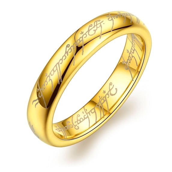 4mm Gold Tone Tungsten Carbide Wedding Band Ring Comfort Fit Size 7 Anniversary Gift for Women by Ginger Lyne